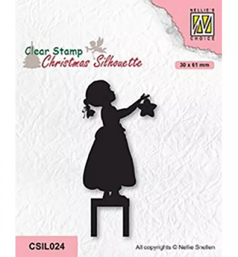 Clear Stamps - Christmas Silhouettes Little Girl decorating