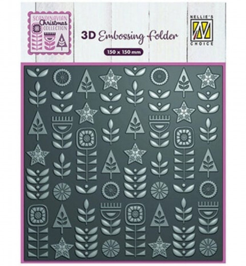 3D Embossing Folder - Scandinavian Christmas - Scandinavian Flowers