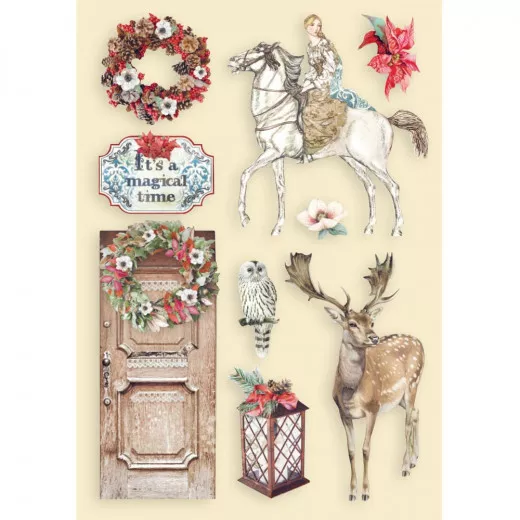 Colored Wooden Frame - Winter Tales Horse and Deer