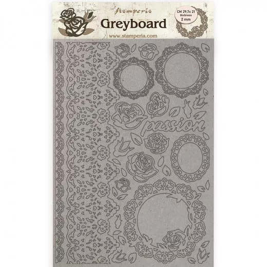 Stamperia Greyboard A4 - Passion Lace and Roses