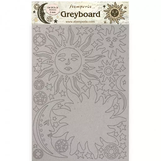 Stamperia Greyboard A4 - Alchemy Sun and Moon