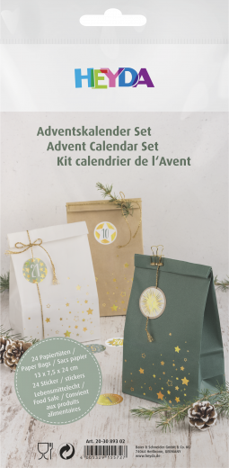 Papier Beutel Adventskalender Set, grün groß