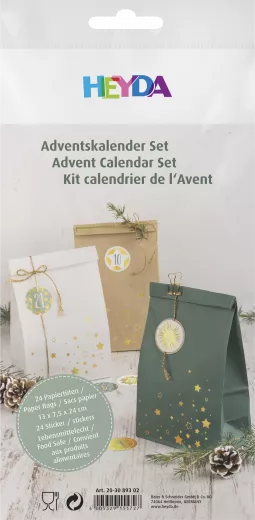 Papier Beutel Adventskalender Set, grün groß