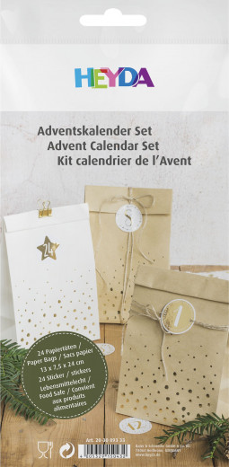 Adventskalender Set - gold natur weiß (groß)