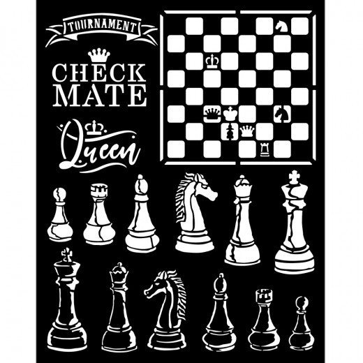 Stamperia Thick Stencil - Alice Check Mate