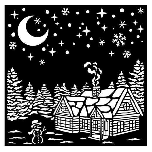 Stamperia 7x7 Thick Stencil - Christmas village