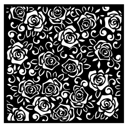 Stamperia 7x7 Stencil - Rose Parfum roses pattern