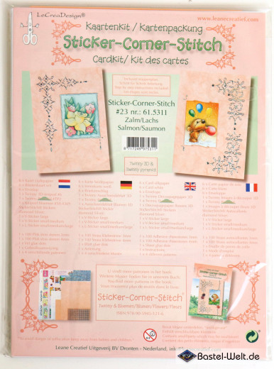 Kartenbastelpackung - Sticker-Corner-Stitch - Lachs