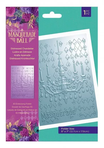 3D Embossing Folder - Masquerade Ball Distressed Chandelier