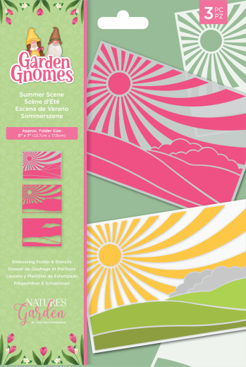 Embossing Folder - Natures Garden Gnomes Summer Scene