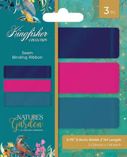 Seam Binding Ribbon - Natures Garden - Kingfisher Collection