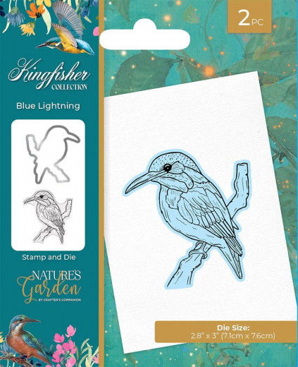 Clear Stamp & Cutting Die - Nature's Garden - Kingfisher Collection - Blue Lightning