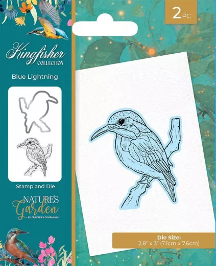 Clear Stamp & Cutting Die - Natures Garden - Kingfisher Collection - Blue Lightning