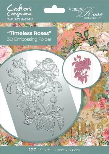 3D Embossing Folder - Vintage Rose - Timeless Roses