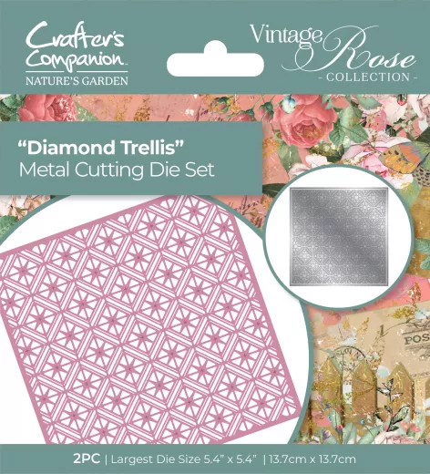 Metal Cutting Die - Vintage Rose - Diamond Trellis