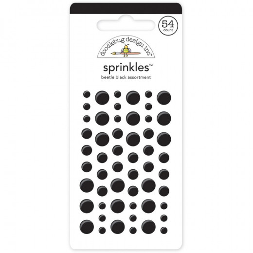 Doodlebug Sprinkles - Adhesive Glossy Enamel Dots - Beetle Black