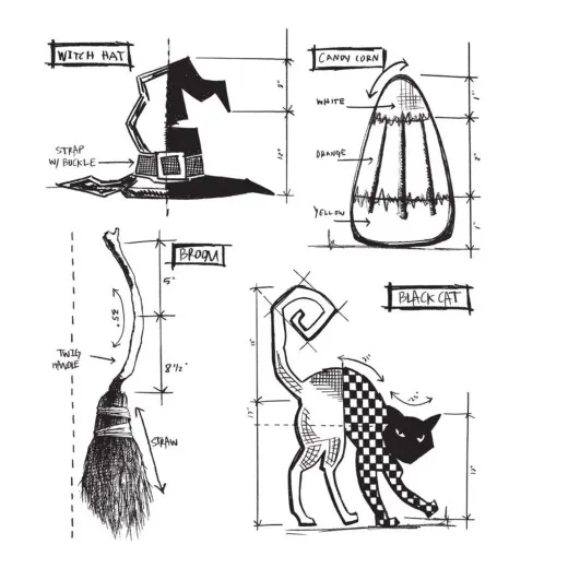 Tim Holtz Cling Stamps - Halloween Blueprint 3