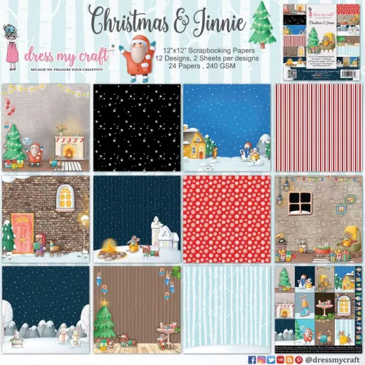 Dress My Craft 12x12 Paper Pack - Christmas and Jinnie