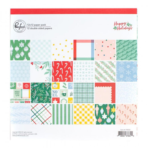 PinkFresh Studio Happy Holidays 12x12 Paper Pack