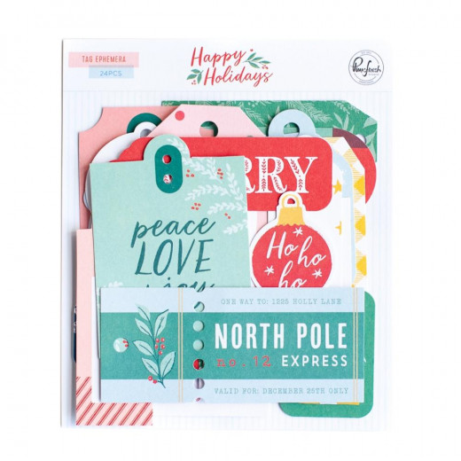 Cardstock Die-Cut Ephemera Tags - Happy Holidays