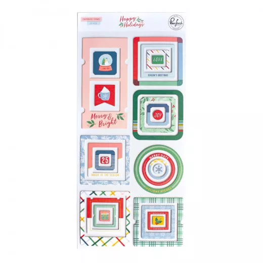 PinkFresh Chipboard Frames Stickers - Happy Holidays