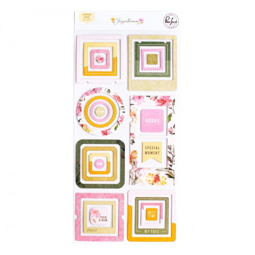 PinkFresh Chipboard Frames Sticker - Chrysanthemum