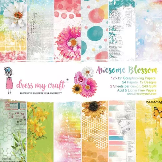 Dress My Craft 12x12 Paper Pad - Awesome Blossom