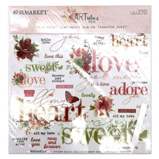 12x12 Rub-On Transfer Sheet - ARToptions Rouge Sentiments