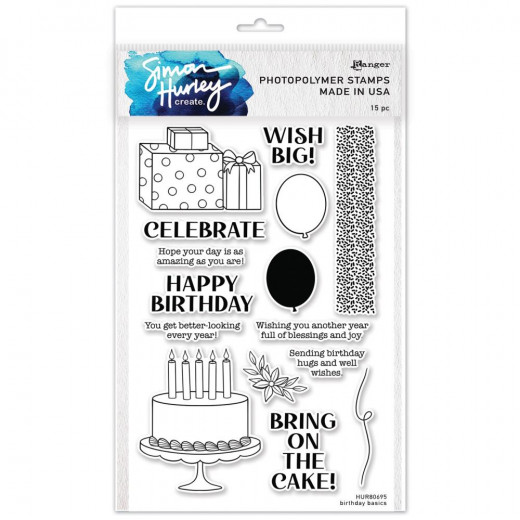 Simon Hurley Clear Stamps - Birthday Basics