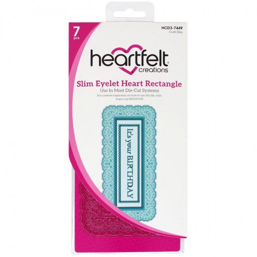 Cut and Emboss Die - Slim Eyelet Heart Rectangle