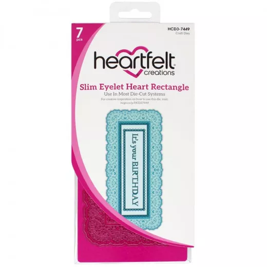 Cut and Emboss Die - Slim Eyelet Heart Rectangle