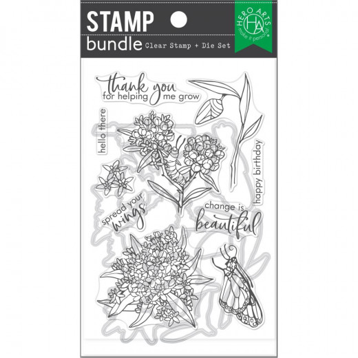 Hero Arts Clear Stamps and Die Combo - Monarch & Milkweed