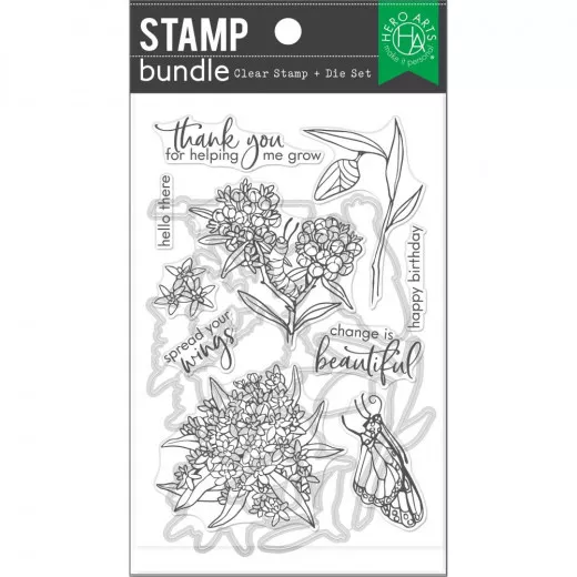 Hero Arts Clear Stamps and Die Combo - Monarch & Milkweed