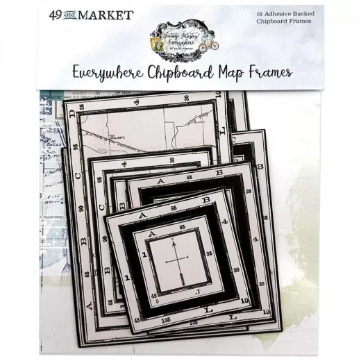 Vintage Artistry Everywhere - Chipboard Frame Set - Map