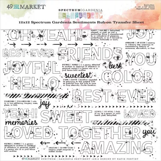 12x12 Rub-On Transfer Sheet - Spectrum Gardenia Sentiments