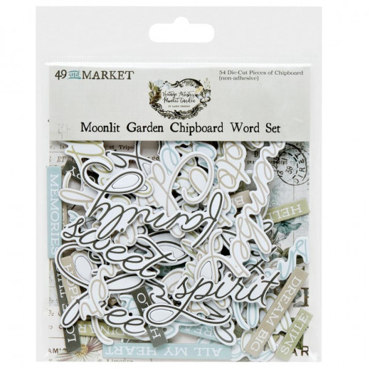 Chipboard Set - Vintage Artistry - Moonlit Garden - Words