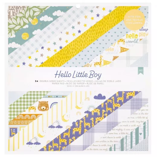 Gold Foil, Hello Little Boy - 12x12 Paper Pad