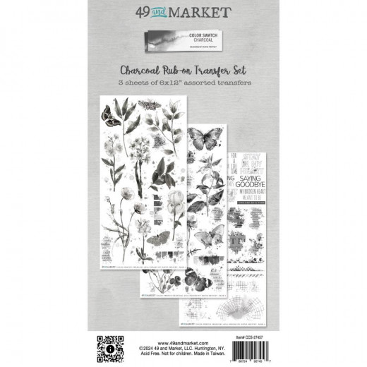 49 And Market - Color Swatch: Charcoal - 6x12 Rub-On Transfer