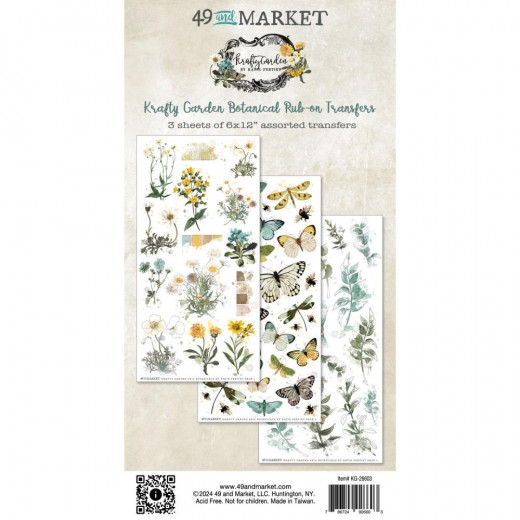 49 And Market - Krafty Garden - Botanicals - 6x12 Rub-On Transfer