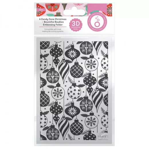 Tonic Studios 3D Embossing Folder - Bountiful Baubles - Candy Cane Christmas