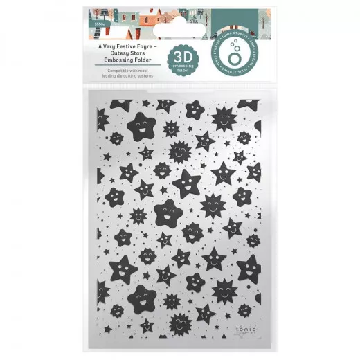 Tonic Studios 3D Embossing Folder - Cutesy Stars - A Very Festive Fayre