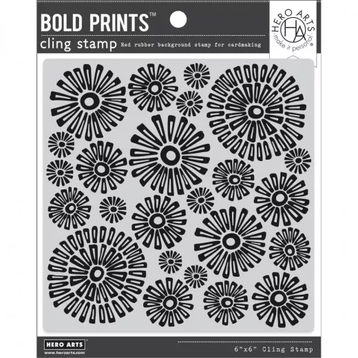 Hero Art Cling Stamps - Sunburst Flowers Bold Prints