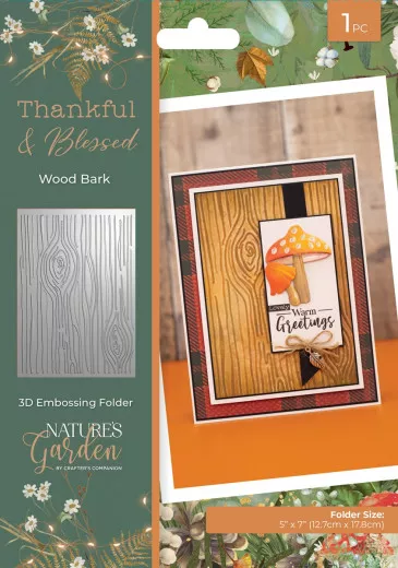 Embossing Folder - Thankful & Blessed - Wood Bark