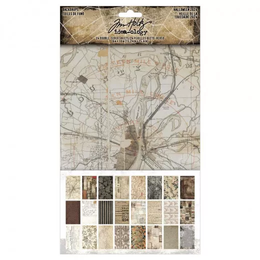 Tim Holtz - Idea-Ology - Backdrops Double-Sided Cardstock - Halloween 2024