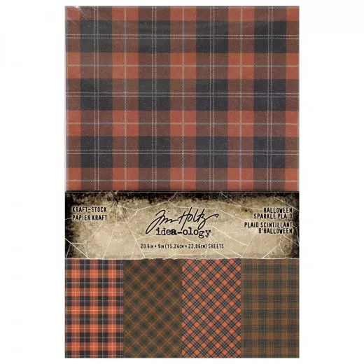 Tim Holtz - Idea-Ology - Kraft-Stock Cardstock Pad - Halloween Sparkle Plaid