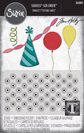 Sizzix - Sidekick Texture Fades Embossing Folder By Tim Holtz - Birthday