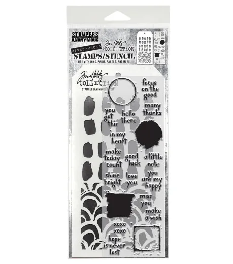 Tim Holtz Mixed-Media Stamps & Stencil - Set #84 - Note Quotes