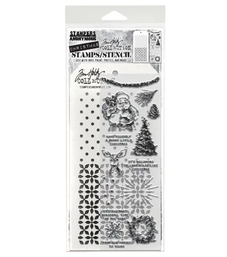 Tim Holtz Mixed-Media Stamps & Stencil - Set #74 - Darling Christmas