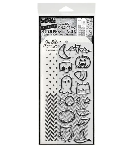 Tim Holtz Mixed-Media Stamps & Stencil - Set #68 - Tiny Frights