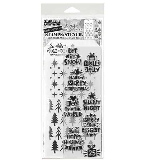 Tim Holtz Mixed-Media Stamps & Stencil - Set #88 - Holiday Whatnots